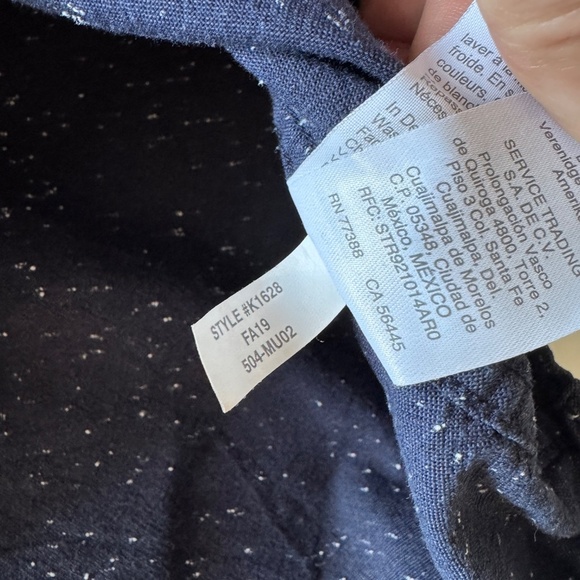 J. Crew Factory Men's M Slim Marled Cotton Button Down Shirt Navy Preppy Office - Picture 9 of 14